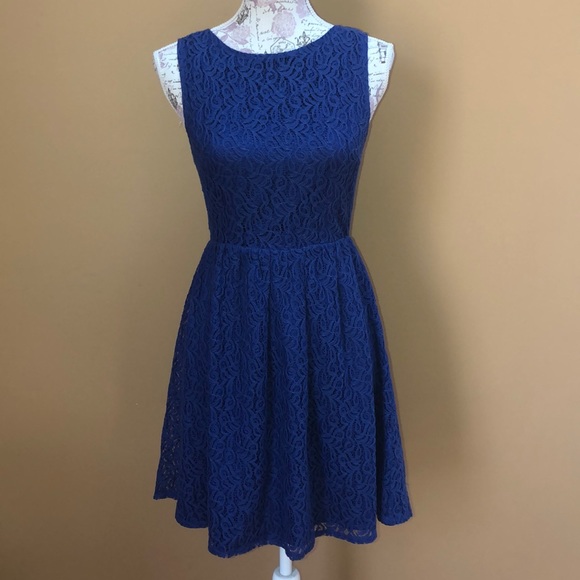 Emmelee for F.C. Dresses & Skirts - Emmelee Blue Lace Skater Tank Dress Small